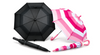 Drizzles Striped Folding Umbrella Wind Resistant Double Canopy Compact Rain Travel