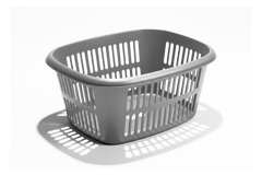 TML Rectangular Laundry Basket Large Silver Handles Washing Bin Hamper Storage