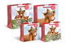 Giftmaker Highland Cow Christmas Gift Bag Square Xmas Present Woven Bag