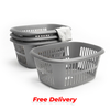 TML Rectangular Laundry Basket Large Silver Handles Washing Bin Hamper Storage