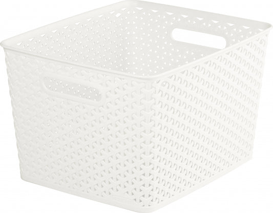 Curver Nestable Rattan Basket Vintage White 13L