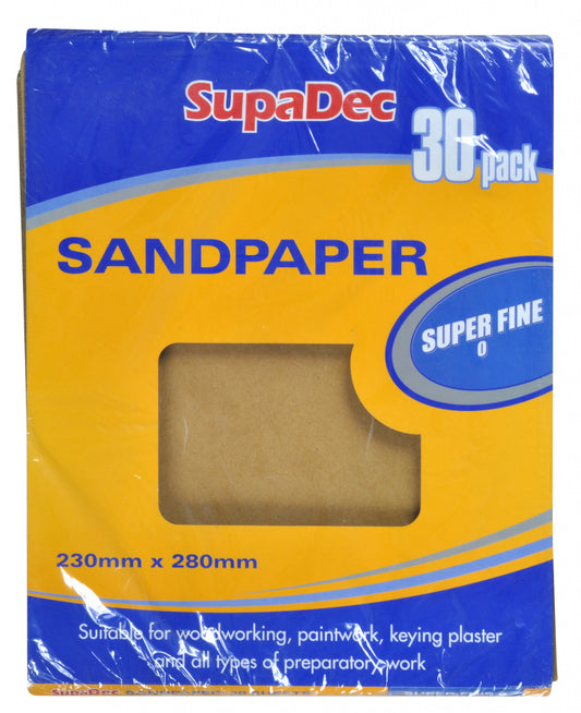 SupaDec General Purpose Sandpaper Pack 30 Super Fine 0