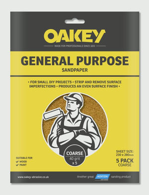 Oakey General Purpose Sandpaper 5 Pack Coarse 280 x 230mm
