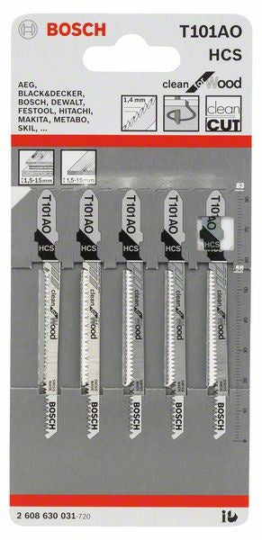 Bosch Clean For Wood Curve Jigsaw Blade Pack 5