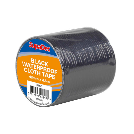 SupaDec Waterproof Cloth Tape 48mm x 4.5m Black