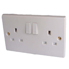 Securlec 2 Gang Switched Socket Double Pole Square Edge
