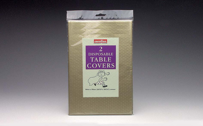 Caroline Square Paper Table Covers 90cm Gold, 2 Pack