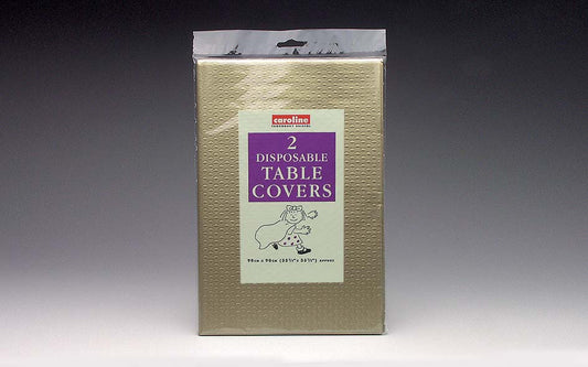 Caroline Square Paper Table Covers 90cm Gold, 2 Pack