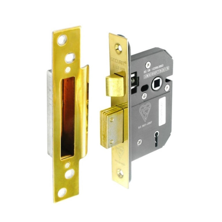 Securit 5 Lever Sashlock BS3621 75mm Brass Plated