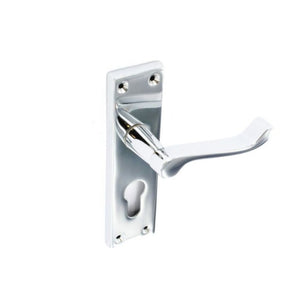 Securit Chrome Scroll Euro Lock Handles 48mm C/C (Pair) 150mm