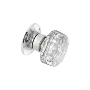 Securit Glass Mortice Knobs Faceted (Pair) CP 65mm