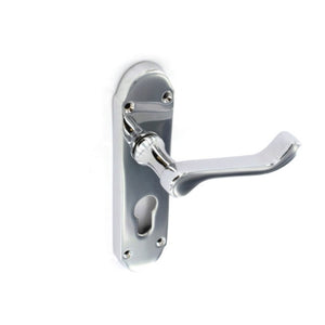 Securit Chrome Shaped Euro Lock Handles 48mm C/C (Pair) 170mm