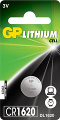 GP Lithium Button Cell Battery CR1620 Pack 5