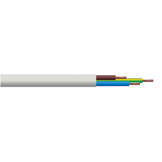 Doncaster Cable 3 Core Round Flex White 5m x 0.75mm2