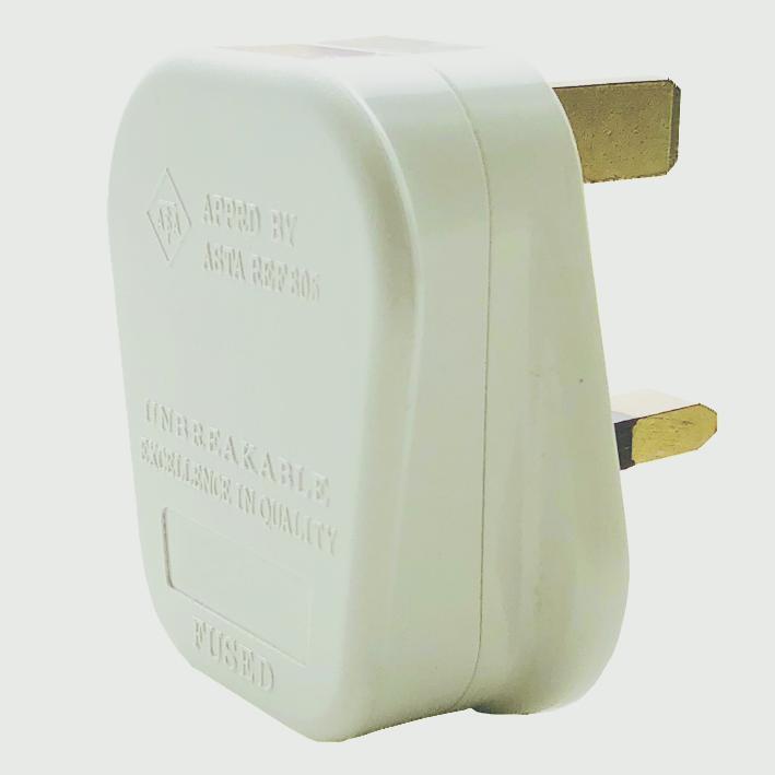 Dencon 13A, 3 Pin Plug Fused 13A to BS1363, White Bubble-Packed