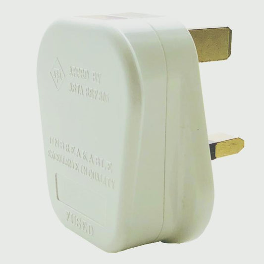 Securlec 13A, 3 Pin Plug Fused 13A to BS1363, White Bubble-Packed