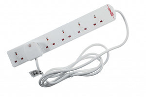 Securlec 6 Gang Extension Lead With Neon Light & Surge Protection 2m
