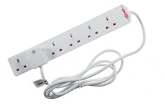 Securlec 6 Gang Extension Lead With Neon Light & Surge Protection 2m