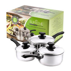 Pendeford Stainless Steel Collection Sauce Pan Set 3 Piece