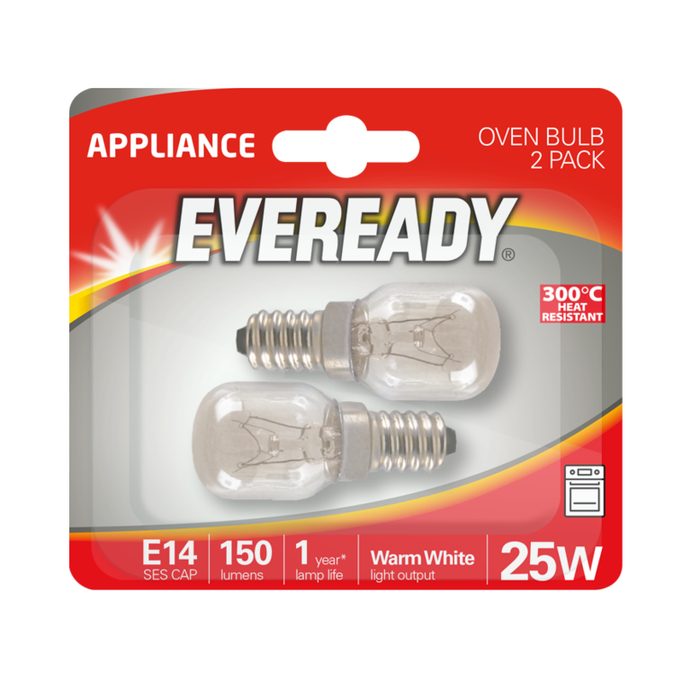 Eveready Oven Lamp 25w SES Pack 2
