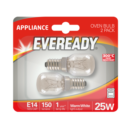 Eveready Oven Lamp 25w SES Pack 2