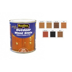 Rustins Quick Dry Outdoor Woodstain 250ml Satin Dark Oak