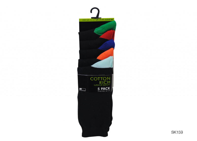RJM Mens Contrast Heel & Toe Socks Pack 5