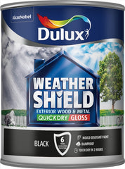 Dulux Weathershield Exterior Quick Dry Gloss 750ml Black