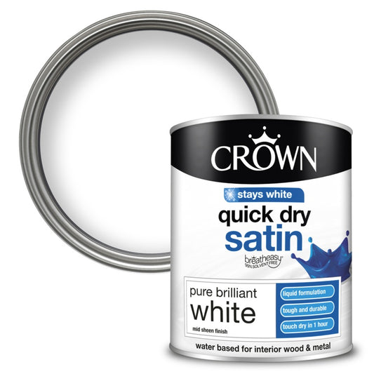 Crown Quick Dry Satin Pure Brilliant White 750ml