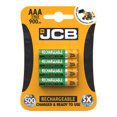 JCB Rechargeable AAA Batteries 4 Pack 900mAh