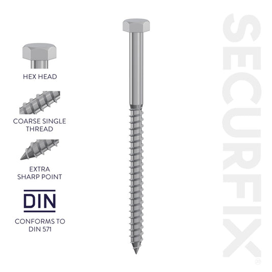 Securfix Coach Screws DIN571 M8 x 100mm Pack of 100