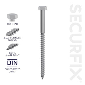 Securfix Coach Screws DIN571 M8 x 130mm Pack of 100