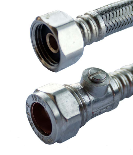 Oracstar Flexi Tap Connector 15 x 15mm x 50cm + Iso Valve 9.5mm