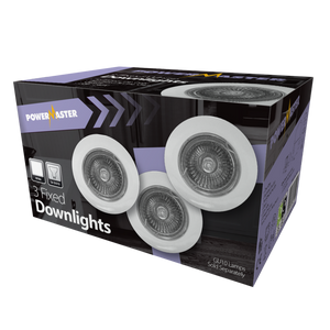 Powermaster 3 Pack Fixed GU10 Downlights White