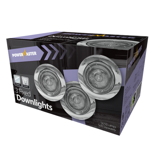 Powermaster 3 Pack Fixed GU10 Downlights White