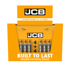 JCB Super Alkaline Batteries 4 Plus 4 AA