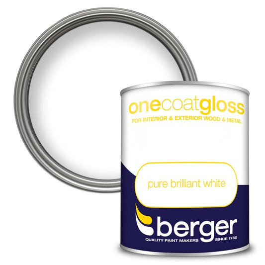 Berger One Coat Gloss 750ml Pure Brilliant White