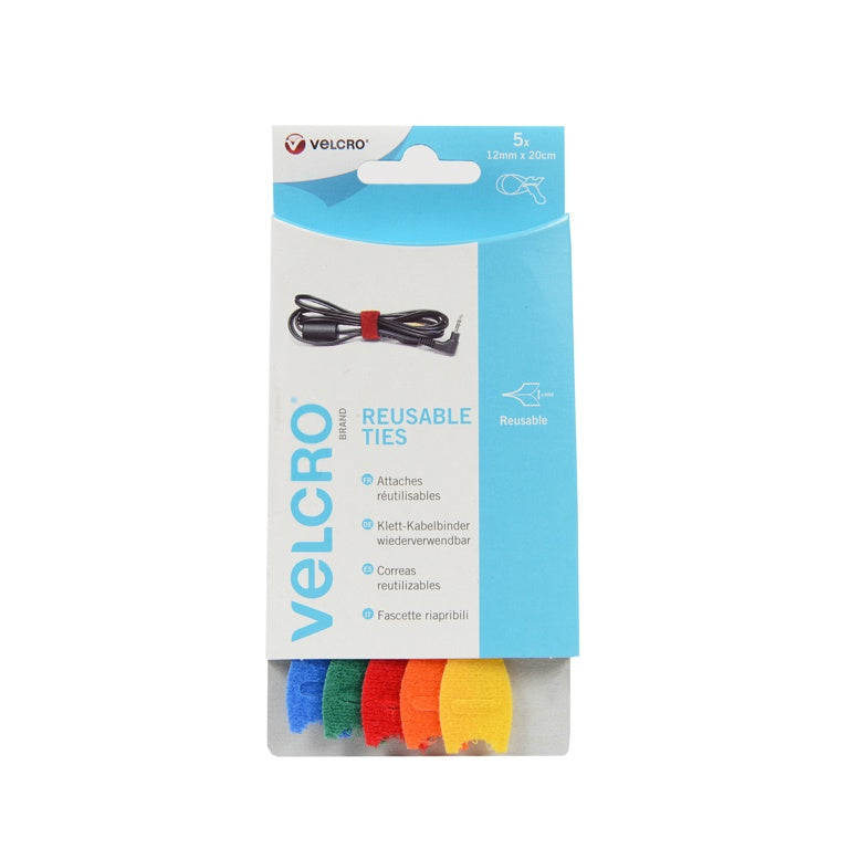VELCRO® Adjustable Ties Pack 5 12mm x 20cm