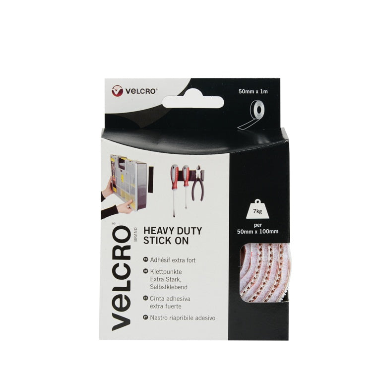 VELCRO® Heavy Duty Stick On Tape 50mm x 1m Black