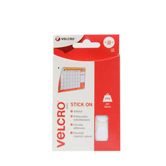 VELCRO® Stick On Coins 16mm x 16 Sets White