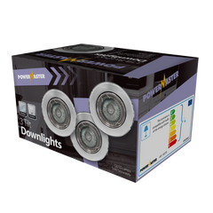 Powermaster Tilt Downlighters Pack 3 Brushed Steel IP20