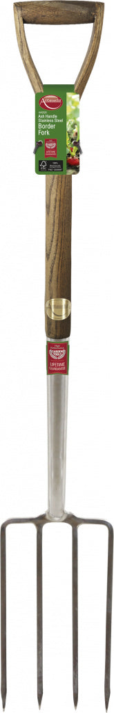 Ambassador Ash Handle Stainless Steel Border Fork Length: 95cm