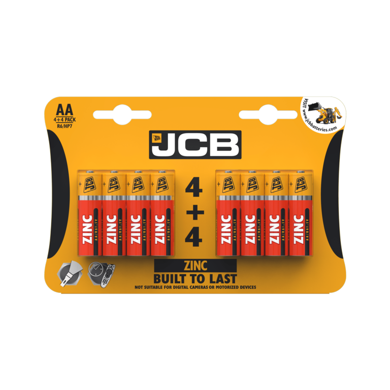 JCB Zinc Batteries 4 Plus 4 AA