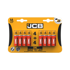 JCB Zinc Batteries 4 Plus 4 AA