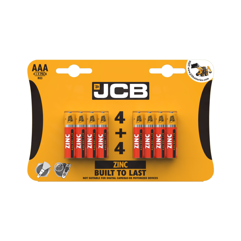 JCB Zinc Batteries 4 Plus 4 AAA