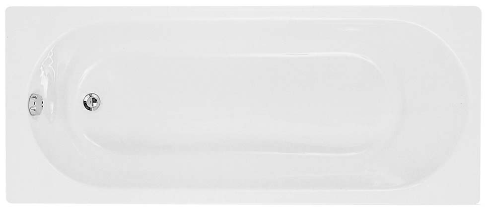 Trojan Cascade 1600x700mm 2 Tap Hole Single End Bath White
