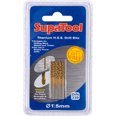 SupaTool Titanium Coated HSS Drill Bits 3x61mm 10 Piece