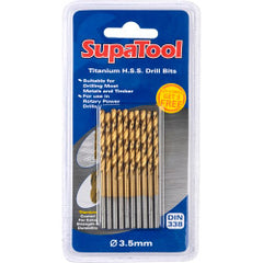 SupaTool Titanium Coated HSS Drill Bits 3.5x70mm 10 Piece