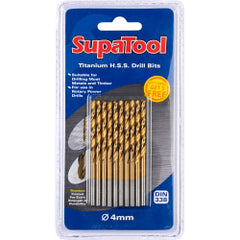 SupaTool Titanium Coated HSS Drill Bits 4x75mm 10 Piece
