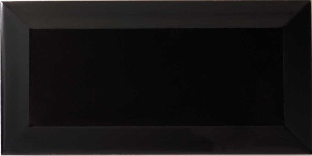 Johnson Tiles Bevel Brick Gloss Tiles Black 200x100x7.5